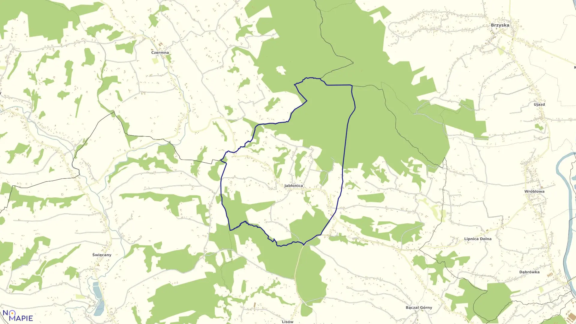 Mapa obrębu Jabłonica w gminie Skołyszyn