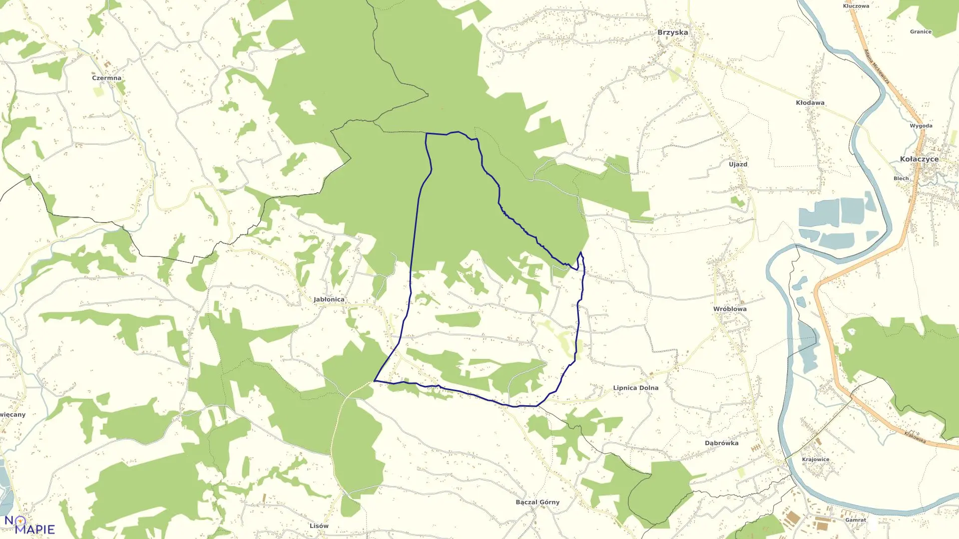 Mapa obrębu Lipnica Górna w gminie Skołyszyn