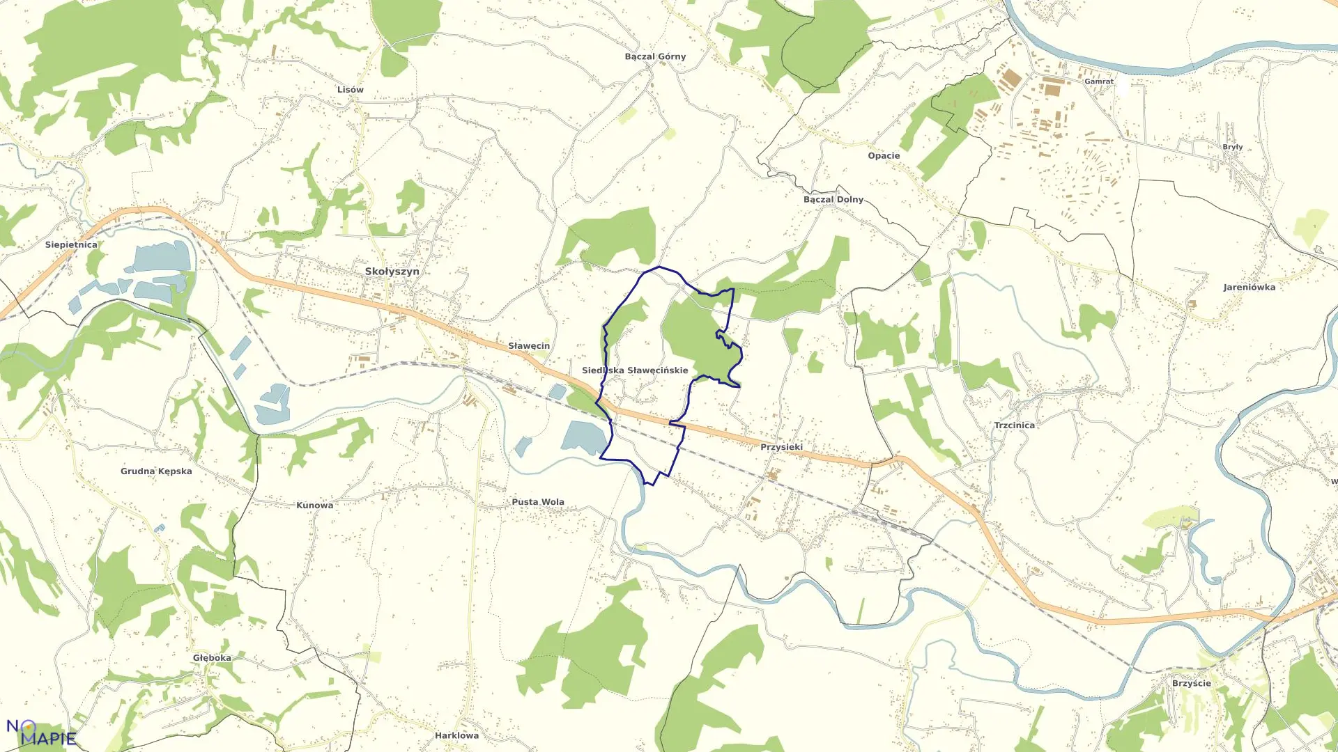 Mapa obrębu Siedliska Sławęcińskie w gminie Skołyszyn