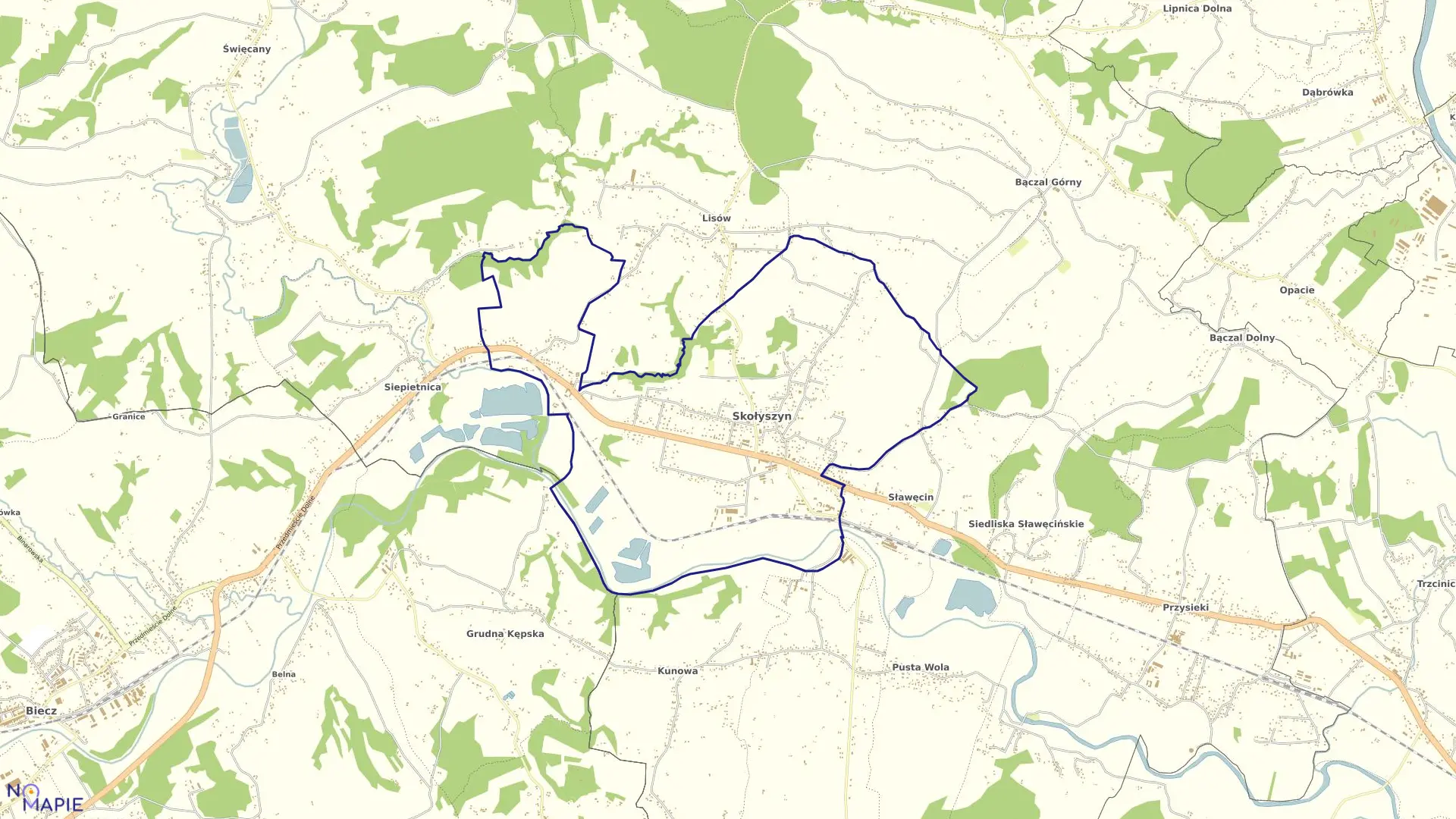 Mapa obrębu Skołyszyn w gminie Skołyszyn